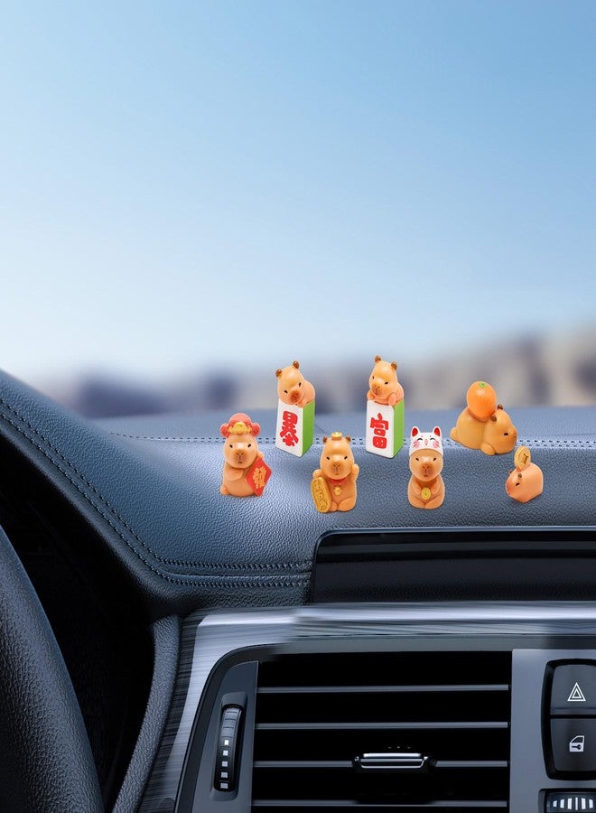 HOMICO Mini Capybara Figurines 7 Pieces New Years Tiny Capybara for Car Dashboard Dollhouse Mini Resin Animals for Fairy Garden Capybara Birthday Decorations - Image 5